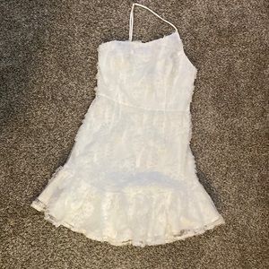 White floral one shoulder dress